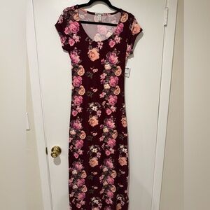 Charlotte Russe Floral Burgundy Dress